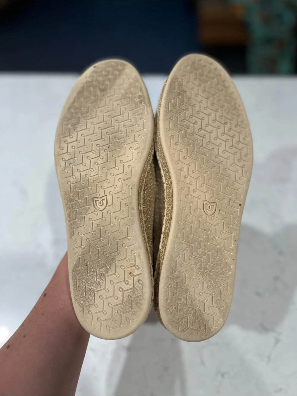 Rothy’s NWOB The Espadrille Gold Stripe Women’s Shoes Slip On Flats Size 9